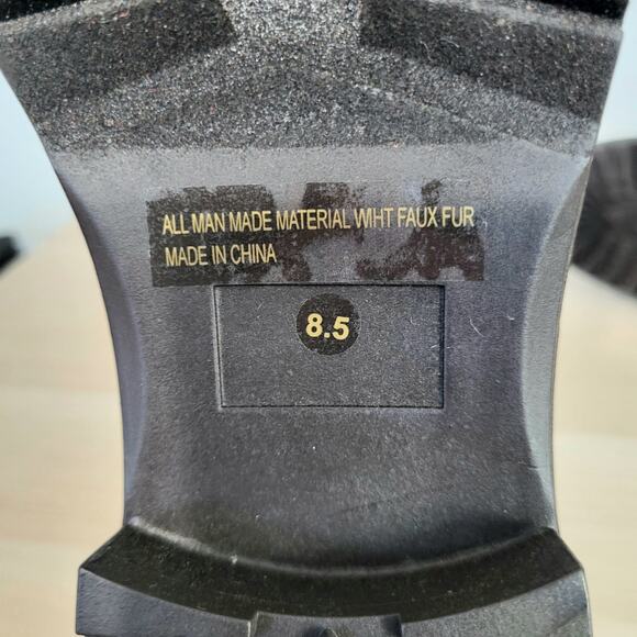 DV By Dolce Vita Oaklyn Faux Leather Boots Brown Fur Round Toe Zip Buckle 8.5 - Picture 9 of 9